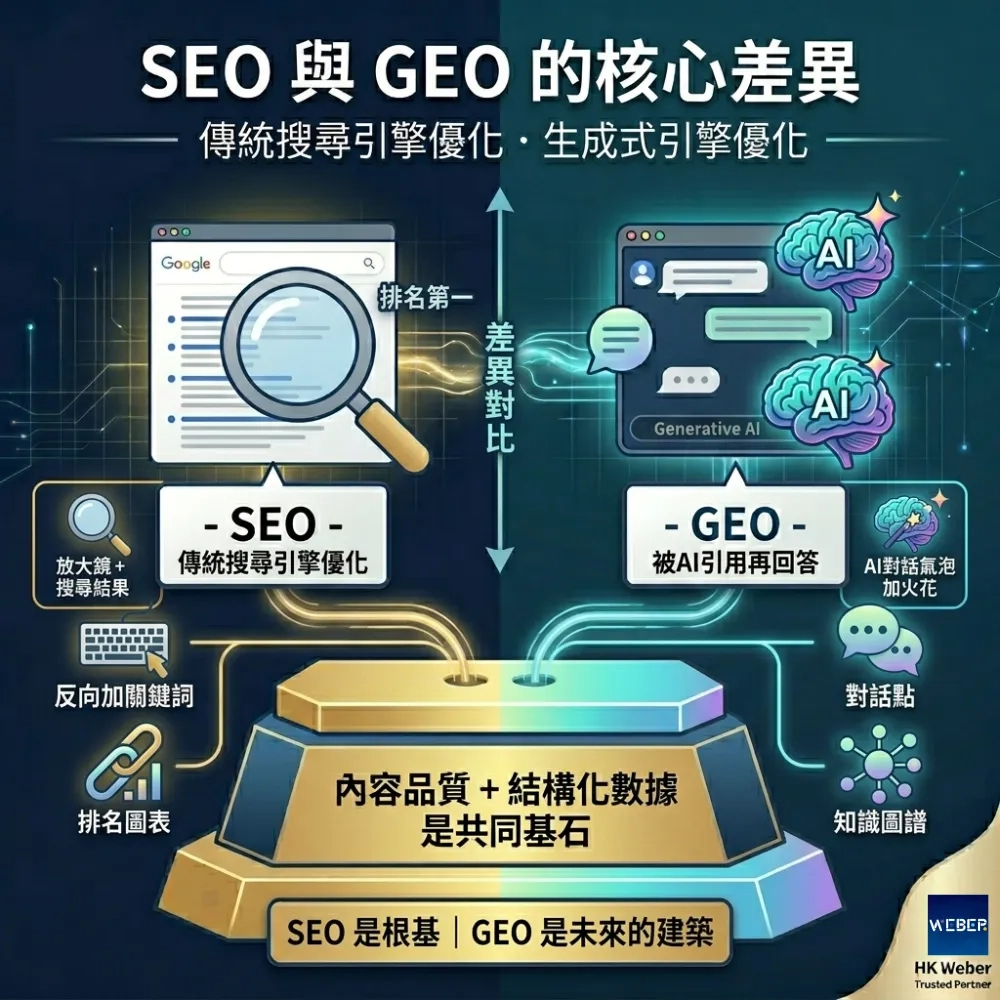 SEO 與 GEO 的核心差異
