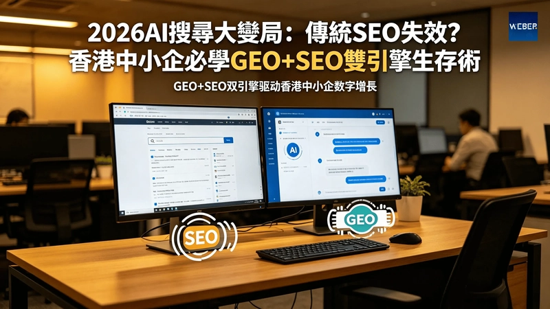 2026 AI搜尋大變局：傳統SEO失效？香港中小企必學GEO+SEO雙引擎生存術