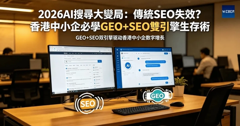 2026AI搜尋大變局：傳統SEO失效？香港中小企必學GEO+SEO雙引擎生存術